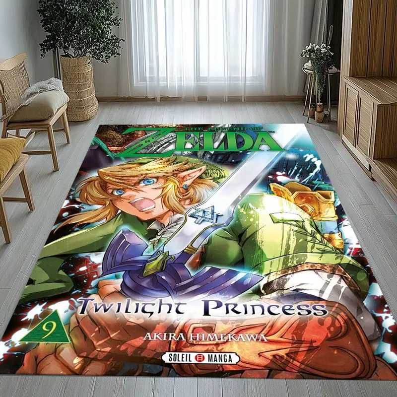 Classic Game Z-Zelda Hylian Crest Link Non-Slip Large Area Rug for Living Room,Bedroom Playroom Carpet Mat for Sofa,Home Decor