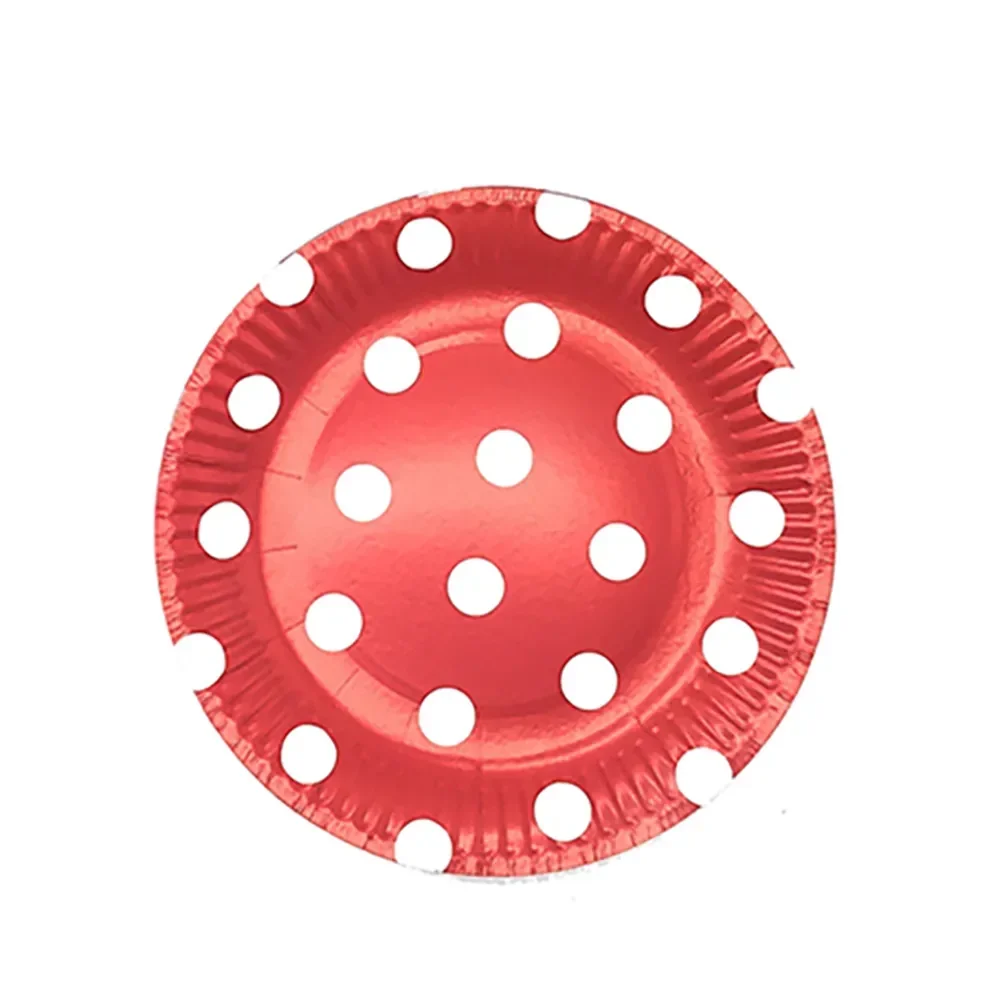 Red and White Dots Birthday Party Decorations Baby Shower Decoration Red Color Small Dot Disposable Napkins Plates Cups Boxes