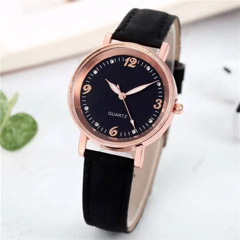 Fashion Rhinestone Women Quartz Watch Casual Leather Strap Wristwatch Reloj Mujer Girls Clock Gift
