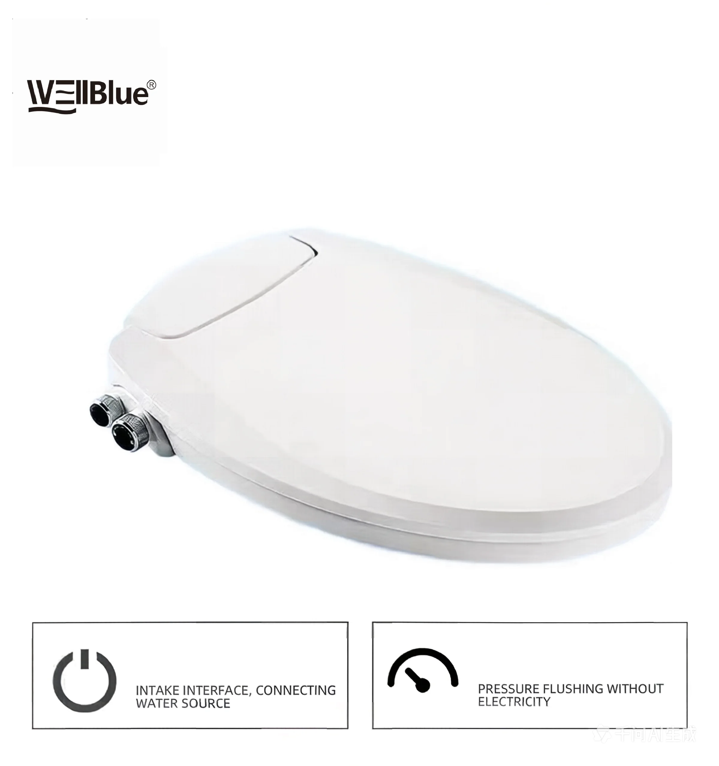 Accessoire de bidet non électrique pour siège de toilette, eau chaude/froide à double température, pression réglable, buse autonettoyante ﻿