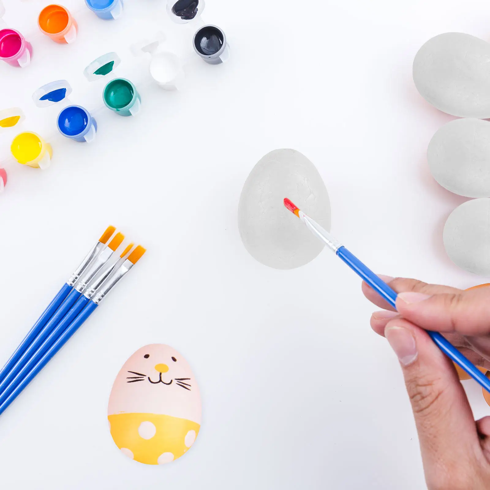 

24 шт. Набор пенопластовых яиц для росписи, ручная роспись, пасхальные украшения, товары для вечеринок, развивающие занятия для детей