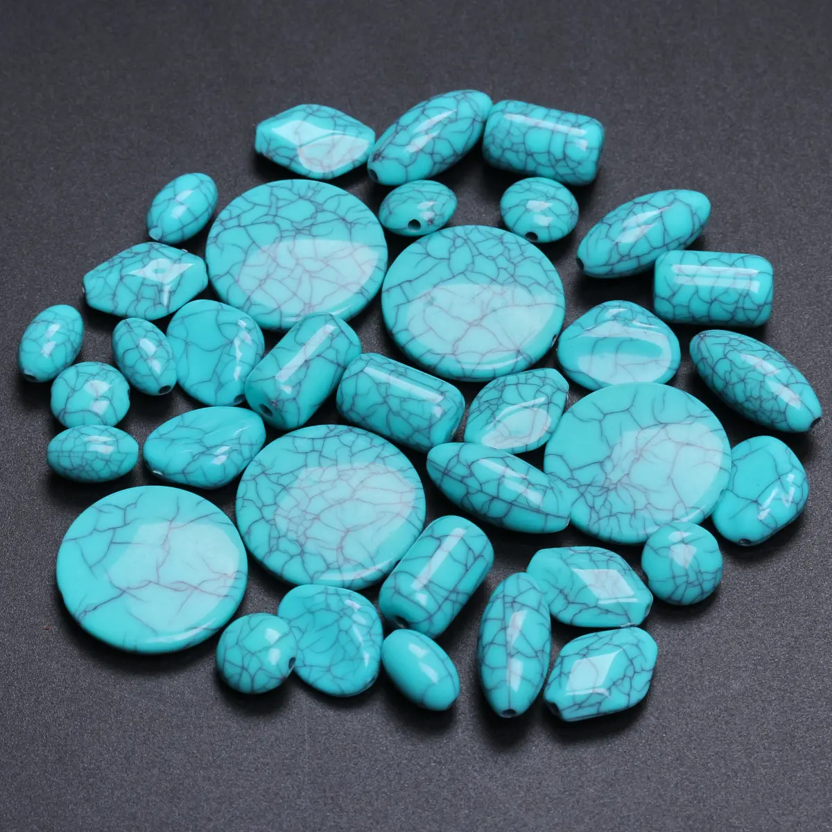 5-30pcs 11-25mm Imitated Turquoises  Loose Seed Flat Round Green Color For Jewelry Making Charms Geometric Spacer Beads