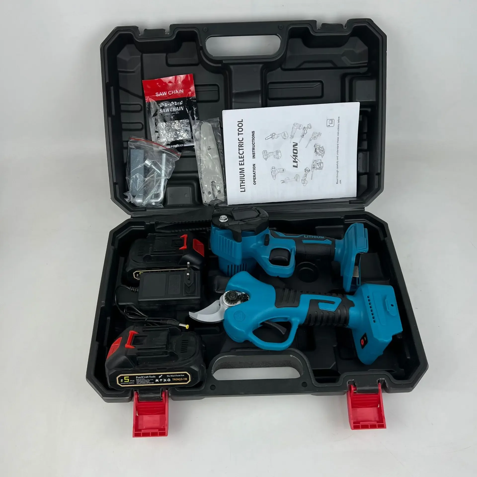 

Цепная пила с литиевой батареей 202, набор инструментов для электрических ножниц, набор из двух частей, комбинированный набор, секаторы для фруктовых деревьев, ручная пила.