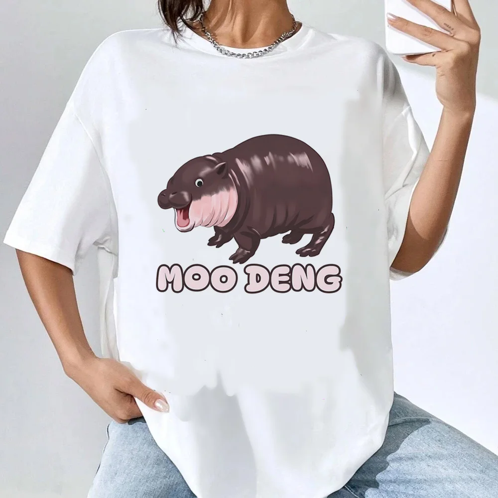 Moo Deng t-shirt women University graphic korean clothes women anime Breathable shirt Psychedelic Punk Pastel hip hop