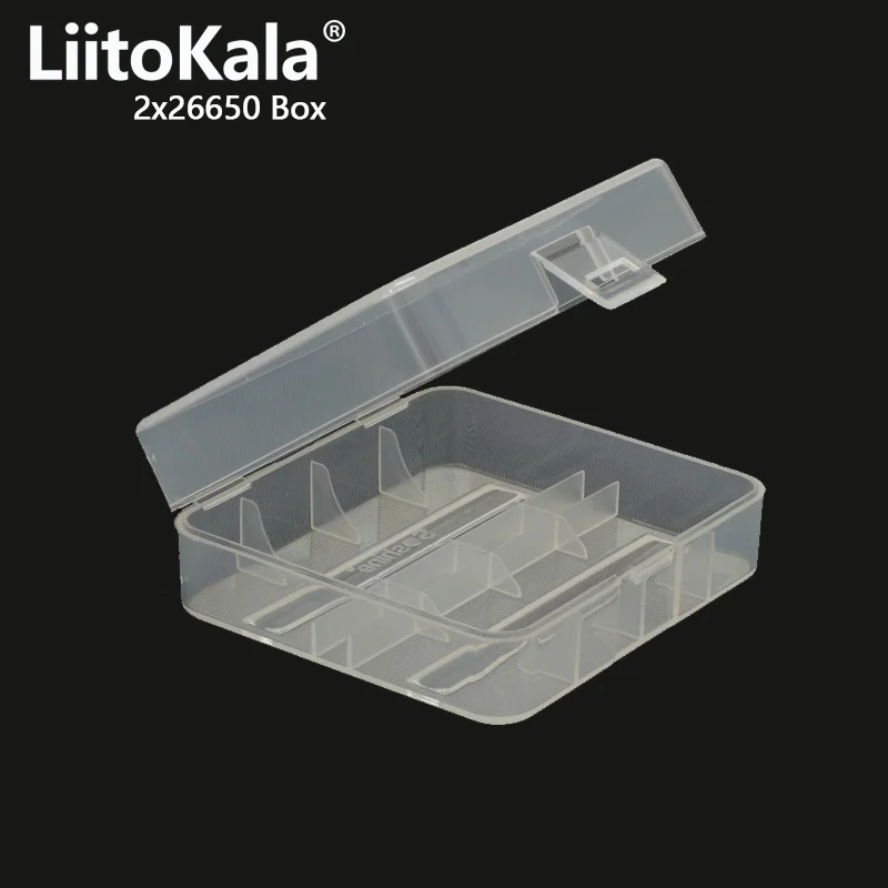 Caixa de armazenamento de bateria de plástico rígido transparente portátil caso de armazenamento de baterias duráveis apto para 2x26650 bateria