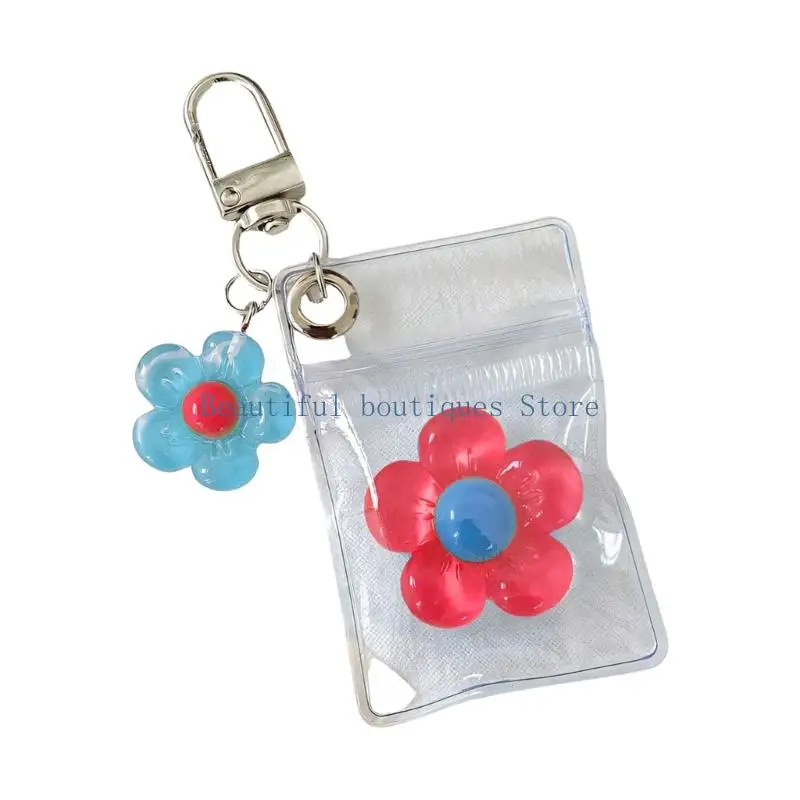 U4LF Stylish Resin Flower Keychain with Transparency Two Tone Floral Keyring For Women Girls And Teens