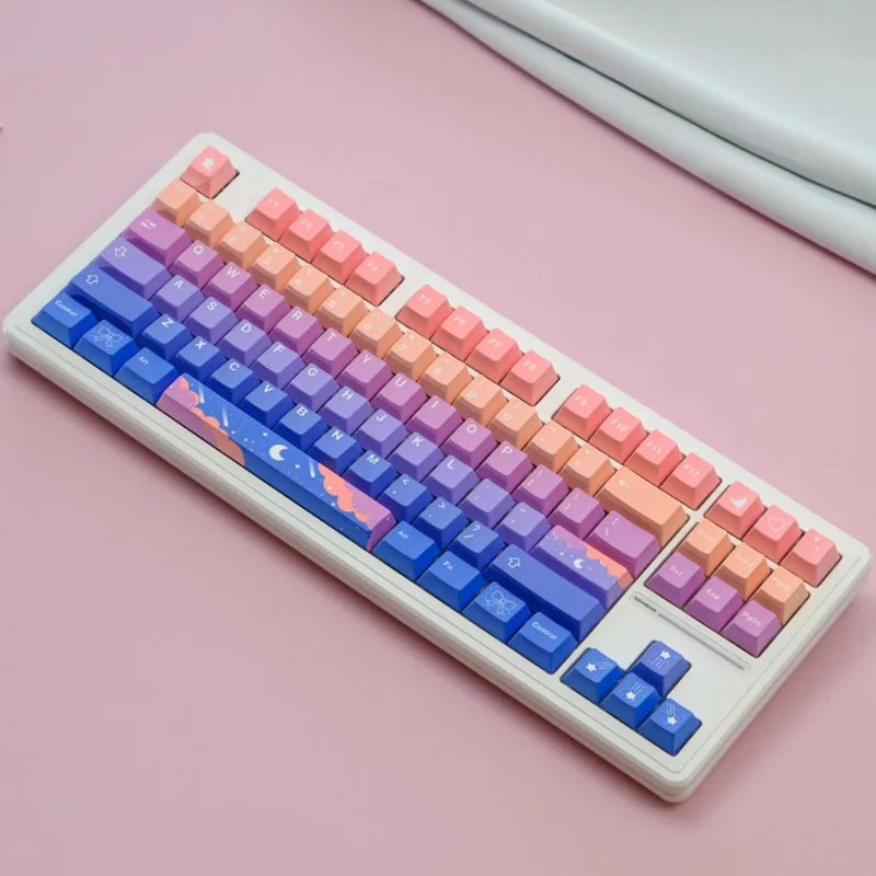 Imagem -02 - Kbcaps-conjunto de Material Keycap Pbt Perfil Stars And Moon Cherry Sublimação Dye Switch mx Gk75 Gk96 129 Chaves