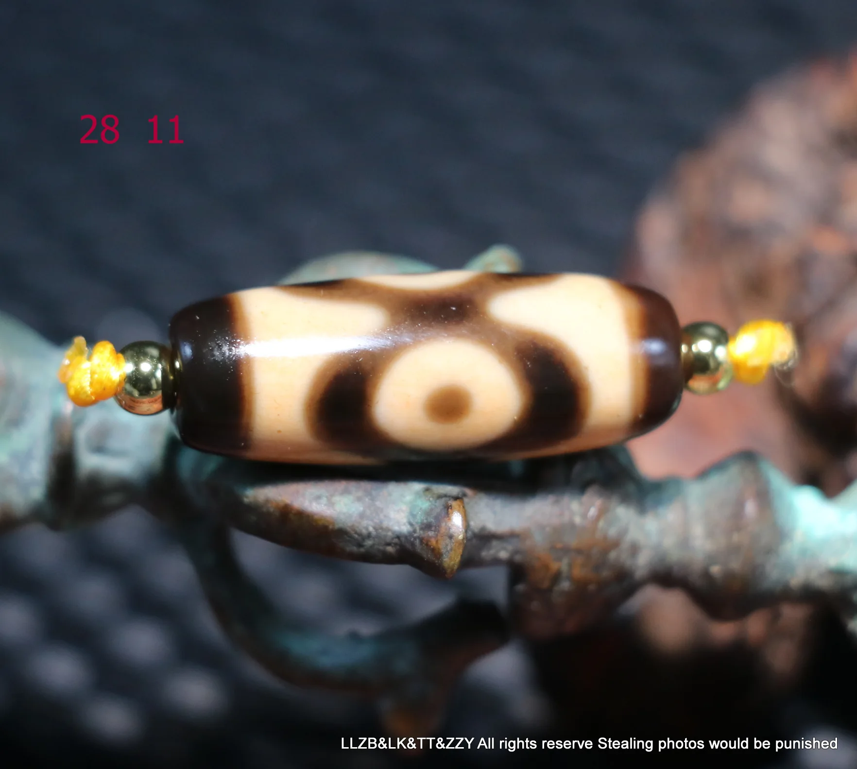 5A Magic Power Energy Tibetan Top old Agate Ivory Color Tiger Tooth 3 Eyed dZi Bead Totem Fit For Bracelet Treasure UPD1009A3