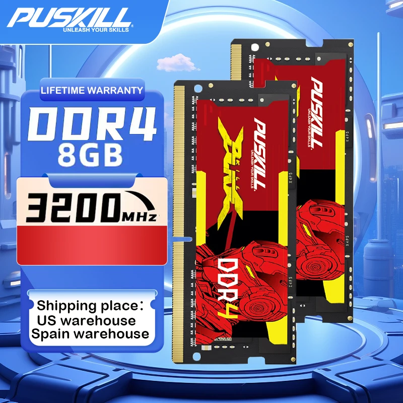 PUSKILL Notebook DDR4 Memoria Ram 8GB 3200MHz 2666MHz 2x8GB 1.2V 260pin Sodimm Laptop Memory