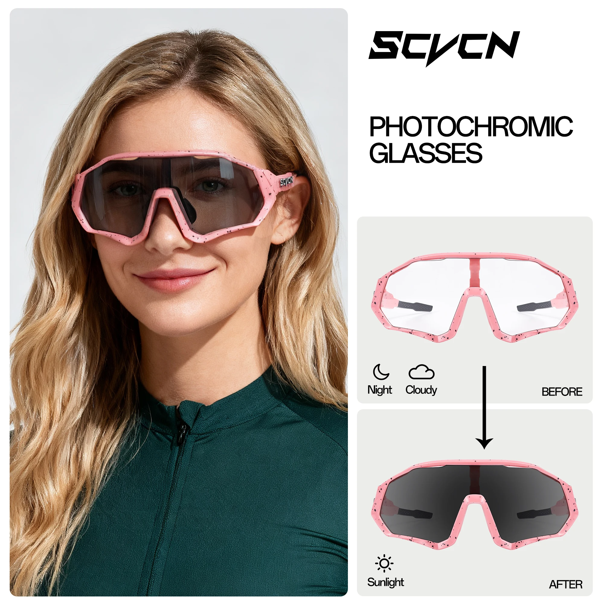 

Фотохромные солнцезащитные очки в стиле SCVCN, спортивные велосипедные очки, велосипедные очки, очки для горного велосипеда, UV400, MTB Road для мужчин