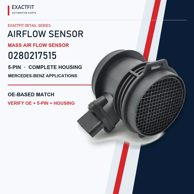 0280217515 0 280 217 516 Mass Air Flow Sensor MAF 5 Pin Complete Housing For Mercedes-Benz OE 1120940048 A1120940048 Replacement