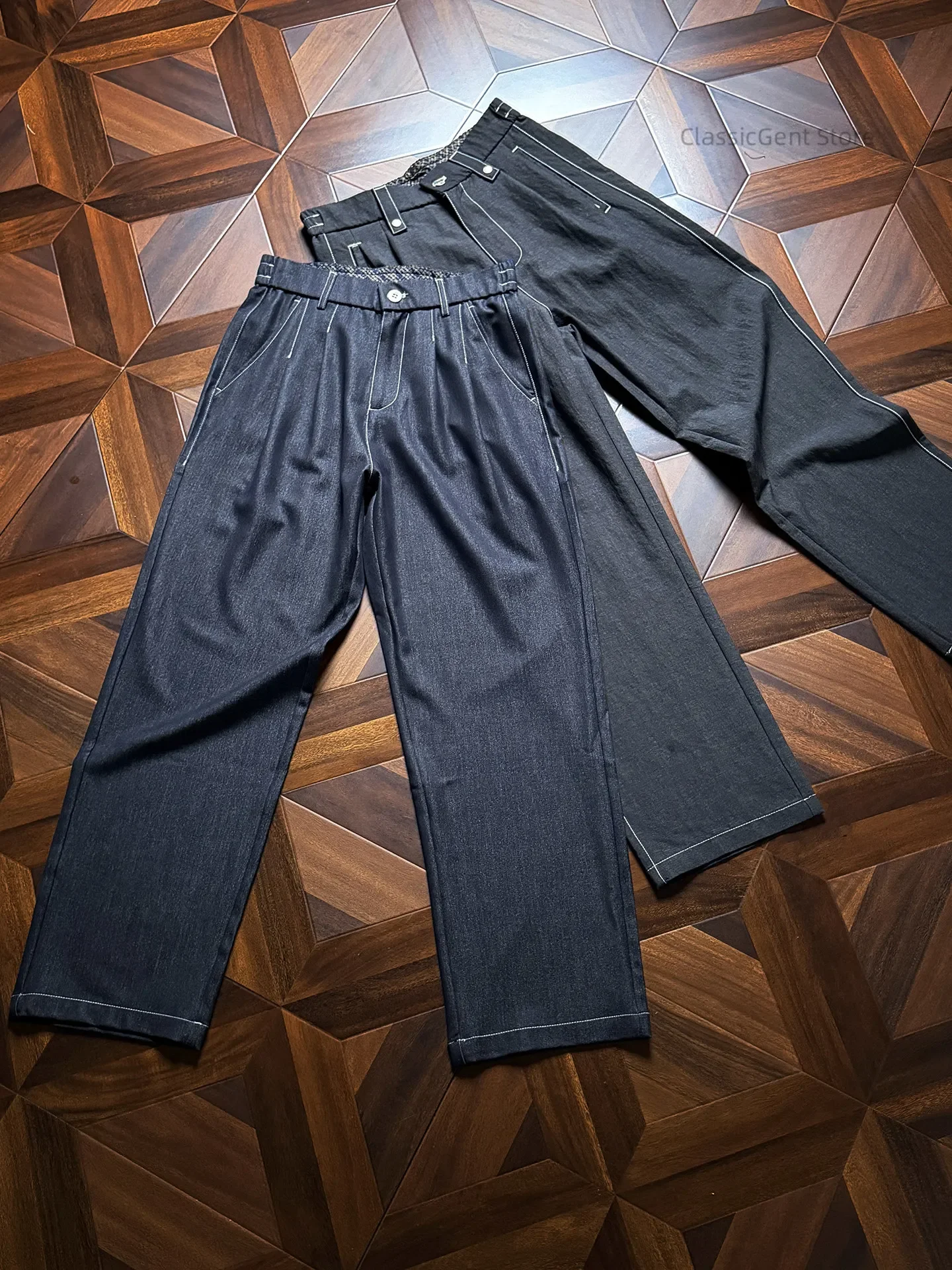 

Salt and elegant, warm and delicate wool-blend 9.2OZ pendant loose casual pants