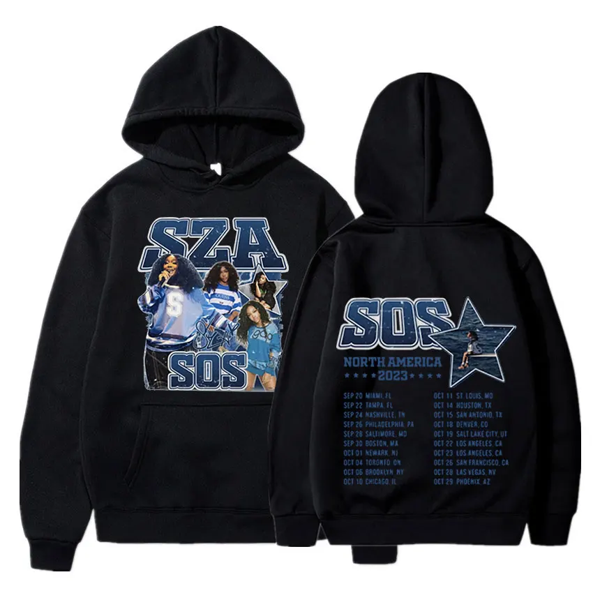 

SZA SOS Concert Tour Hoodies Harajuku Vintage Hooded Sweatshirts Men Women's Fashion Hip Hop Oversized Pullovers Streetwear Y2K