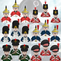 10pcs Napoleonic Wars Military Soldiers Building Blocks WW2 Mini Figures French British Fusilier Rifles Weapons Toys For Kids