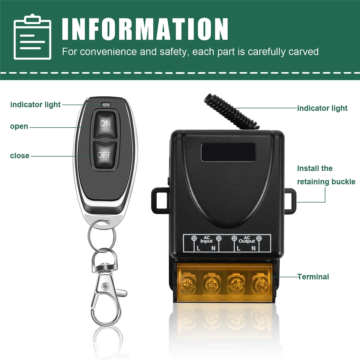 Interruptor de Control remoto para bomba de agua, módulo receptor de encendido/apagado, Transmisor RF inalámbrico para luz LED, 433MHz, 220V, 1 canal, 30a