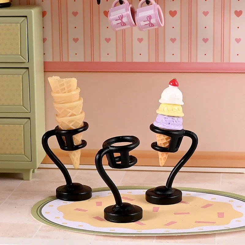 Dollhouse Miniature Ice Cream Stand Ice Cream Cone Holder Model Decor Toy Doll House Accessories