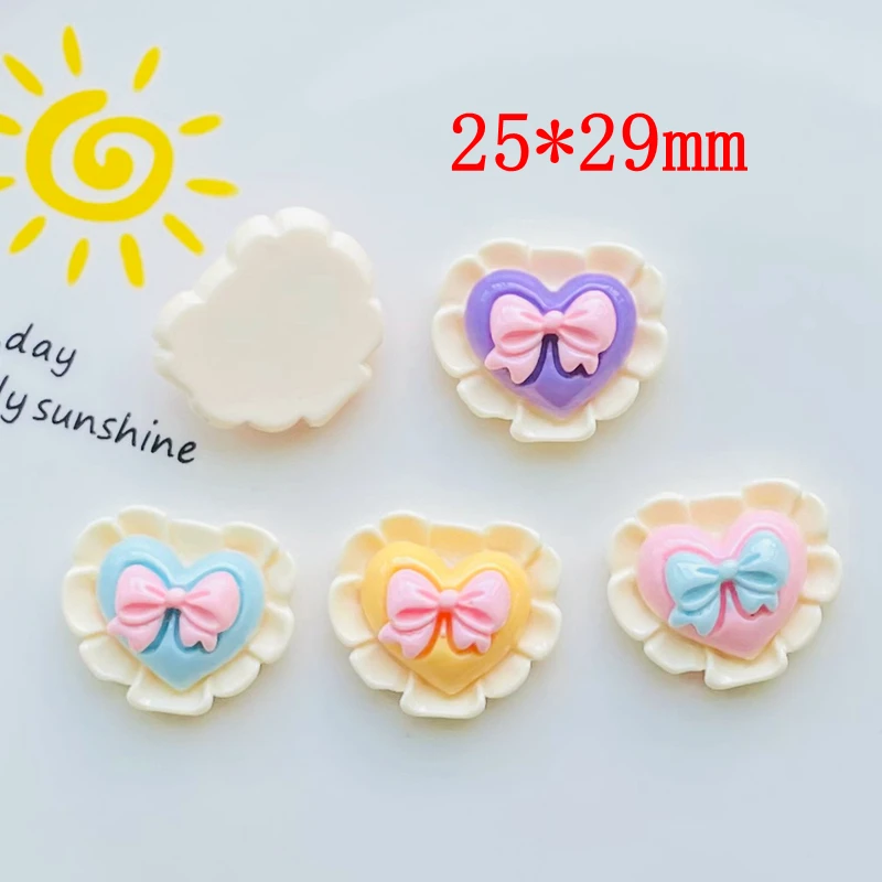 6 Pcs Cute Bright Cartoon Butterfly Junction Heart Shaped Cake Resin Scrapbook Diy Jewelry Wedding Hairpin Accessories A80