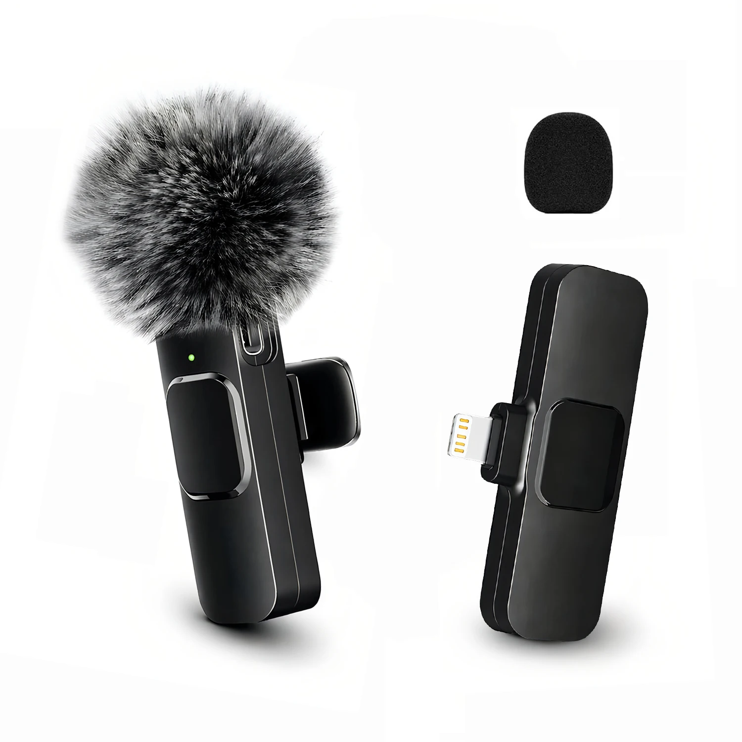 Draadloze reversmicrofoon, alleen met Lightning-aansluiting, kleine clipmicrofoon, geschikt voor live streaming, vlogs en interviews.