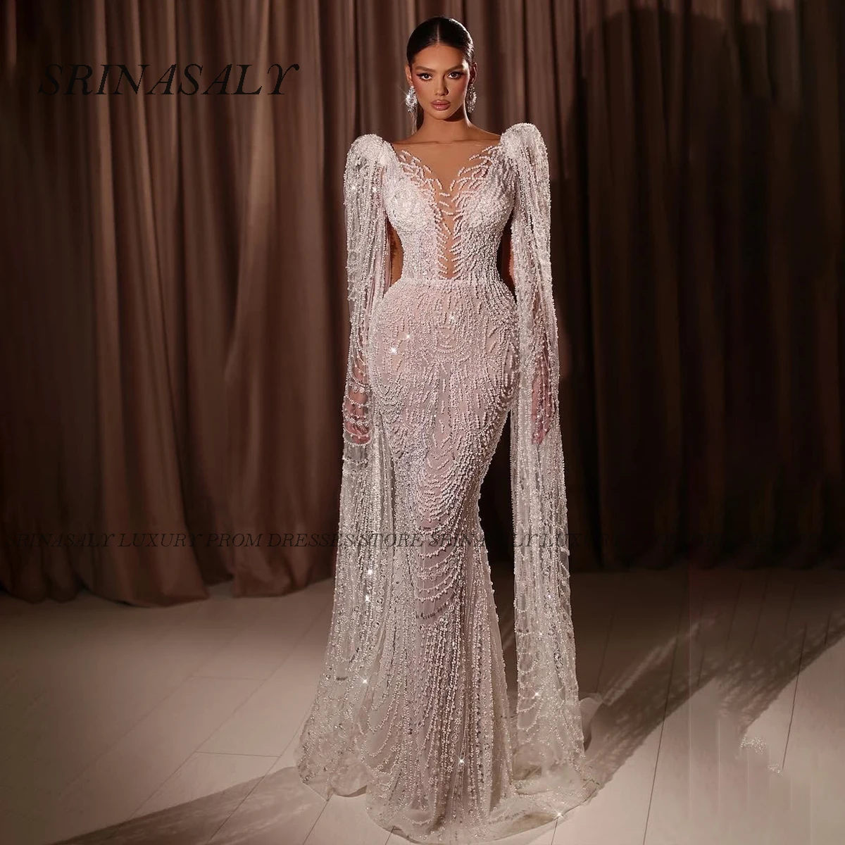 

Luxury Diamond Long Mermaid Prom Dresses Beaded Crystals Formal Evening Party Gowns For Girls Lace Customized vestidos de gala