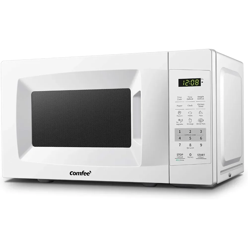 COMFE'-EM720CPL-PM Forno de microondas de bancada com som desligado, botões fáceis de um toque, modo ECO, 0,7 Cu Ft, 700W, Pearl White