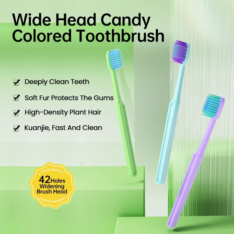 

Зубная щетка с мягкими волосами для взрослых, супер мягкие тонкие волосы, широкая головка, комбинированная чистка зубов, женская, мужская, студенческая пара, предметы интерьера
