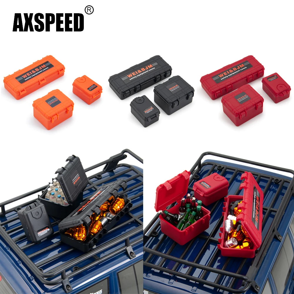 AXSPEED 3Pcs Rc 1:10 Decor Accessories Plastic Box for Axial SCX10 90046 Tamiya CC01 TRX-4 TRX-6 D90 D110 1/10 RC Car Truck Part