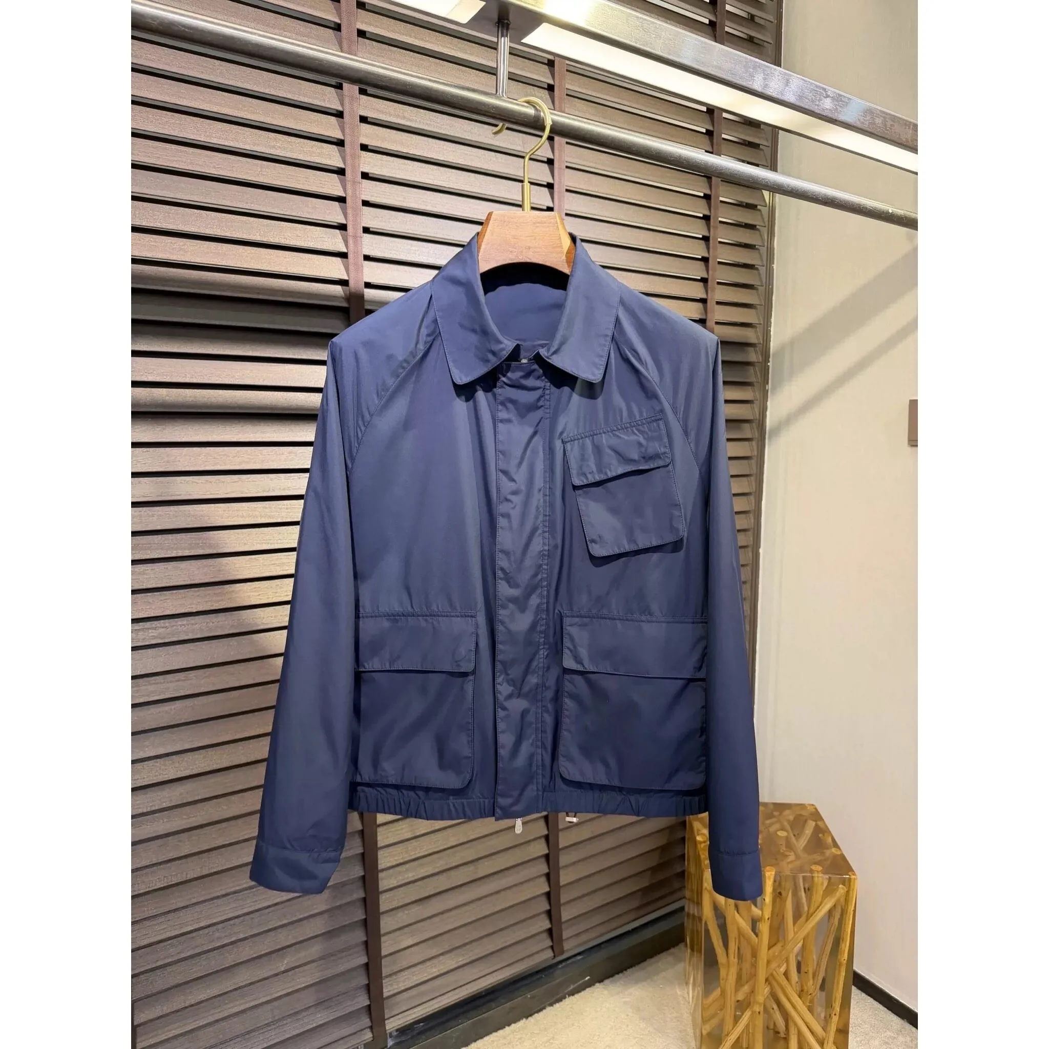 Italian BC old money style spring and summer tooling style lapel collar multi-pocket jacket