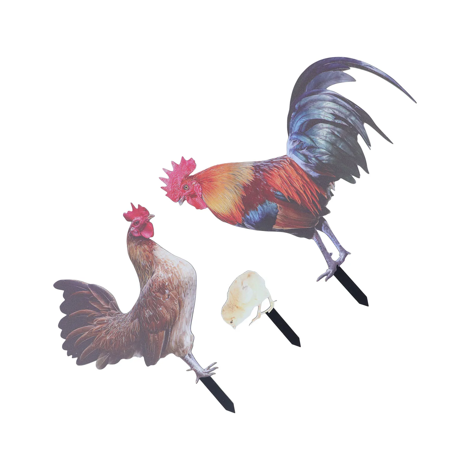 Chicken Garden Stake Acrylic Multipurpose Simulation Rooster Hen Chick Ground Plug Hand Crafted for Backyards for Gardens