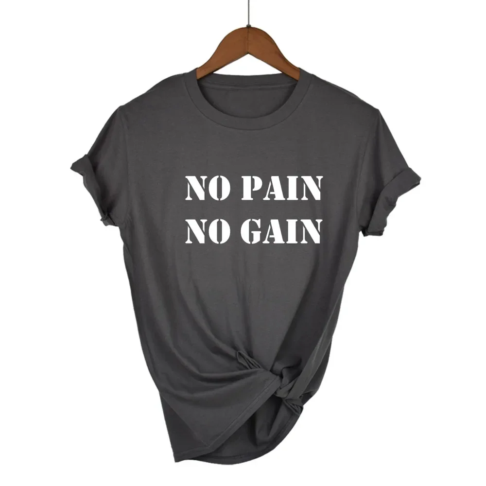 Inspirational Quotes T Shirt No Pain No Gain Printed Women Top Harajuku Ulzzang Tumblr Fashion Style Cute Tops Graphic Tee