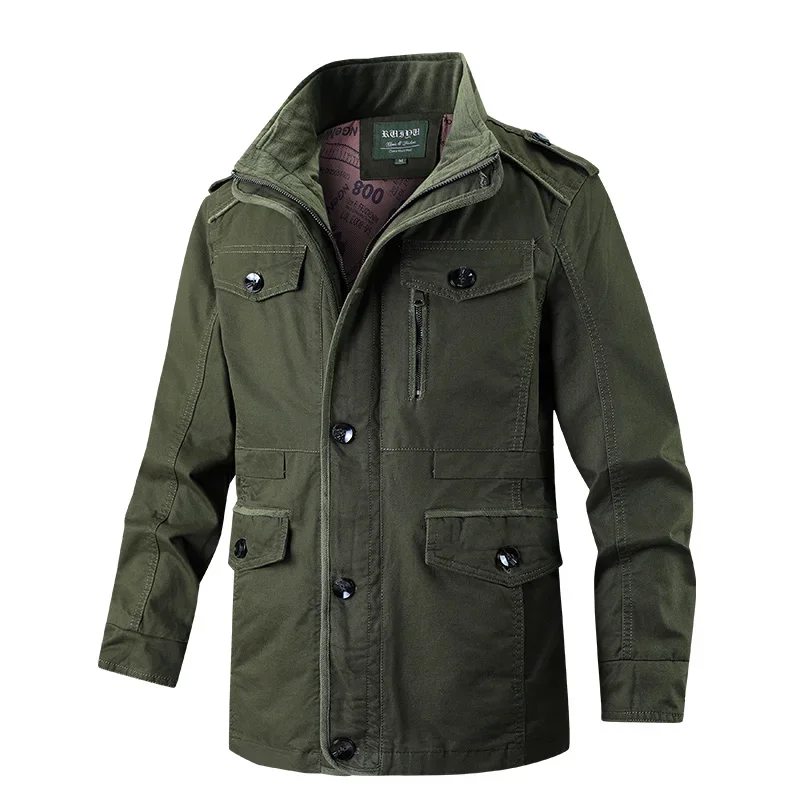 

New Men's Spring Autumn Coat Casual Jackets Solid Color Multi Pocket Fashionable Coats High Quality Men's Wear Lapel Work Jacket