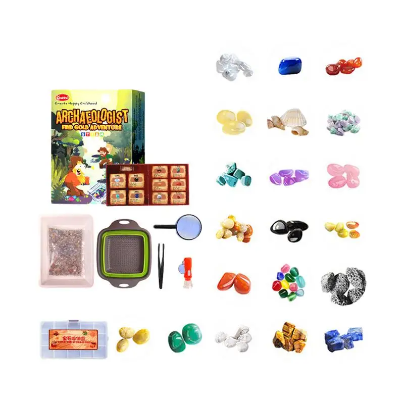 

Gemstone Dig Crystal Digging Kit Dig Up 15 Real Gemstones and Crystals Science/Mining Set for Kids Gift for Girls and Boys