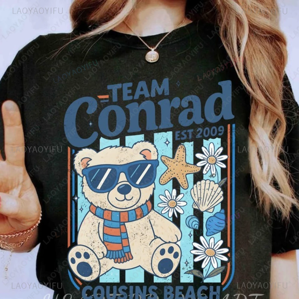 Estate I Turned Pretty Cousins Team Conrad Junior Mint Bear T-shirt grafiche Donna Uomo Vacanza al mare T-shirt ampia in cotone