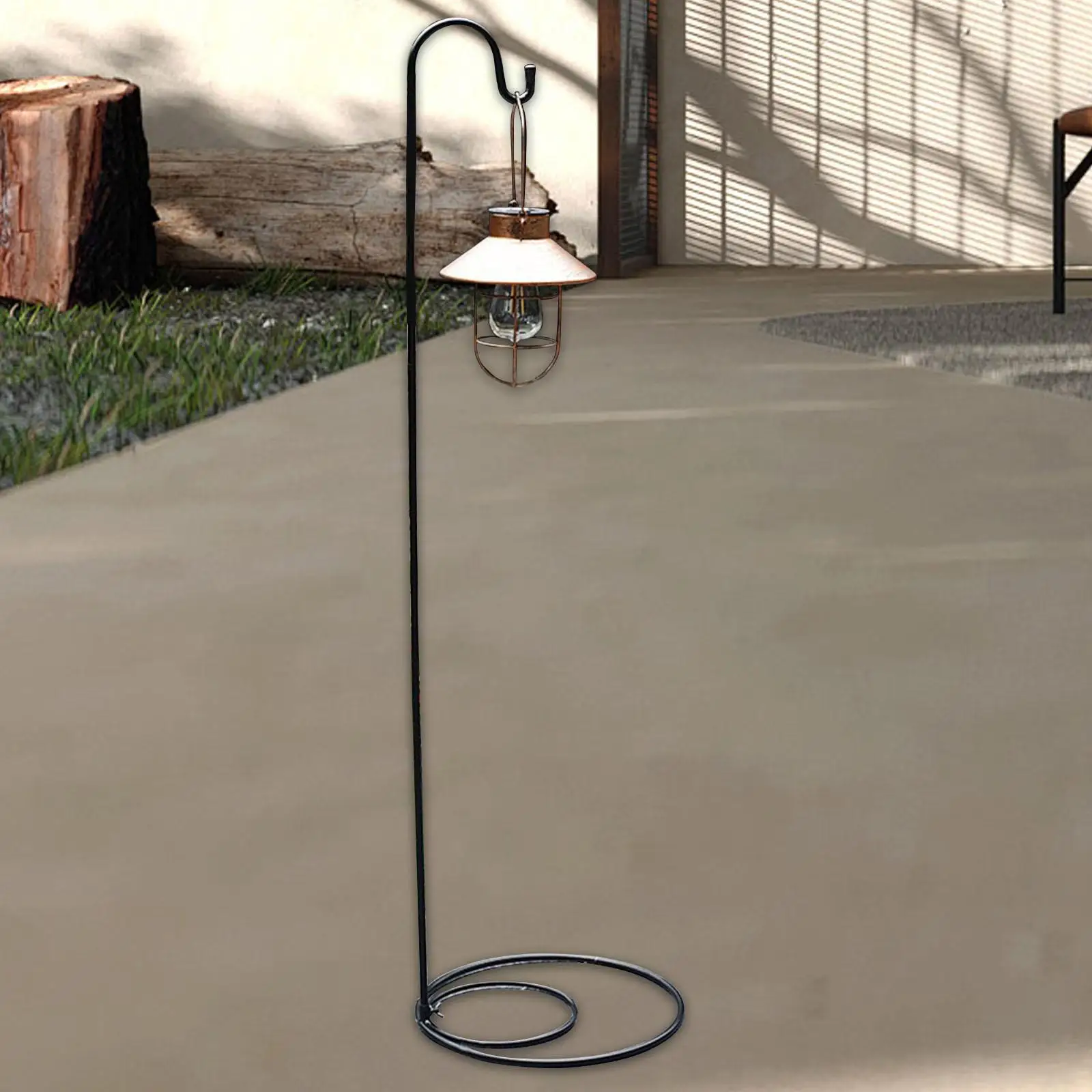 

Shepherds Hook Stand Display Hanger with Flat Base Iron Hook