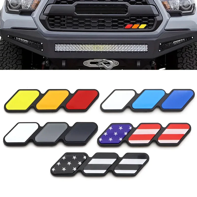 3 Colors Grille Badge Tri Colors Emblem For Toyota Tacoma Tundra 4Runner Highlande Rav4 CHR Strip Air Inlet Auto Car Accessories