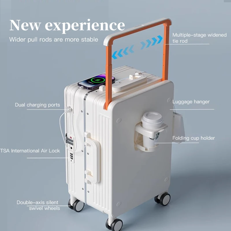 حقيبة سفر بعجلات ذات أنبوب عريض، حقيبة حمل مقاس 20 بوصة، حقيبة عربة مقاومة للكسر مقاس 24 بوصة، حقيبة سفر بفتحة جانبية #4