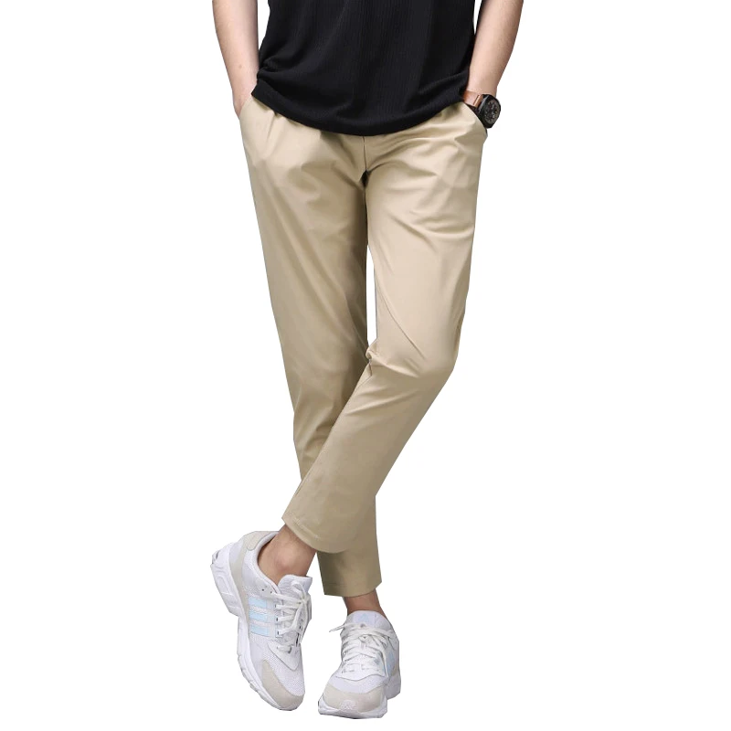

Summer Men's Ice Silk Casual Pants Business Thin Breathable Straight Trousers Office Pants Outdoor Wears