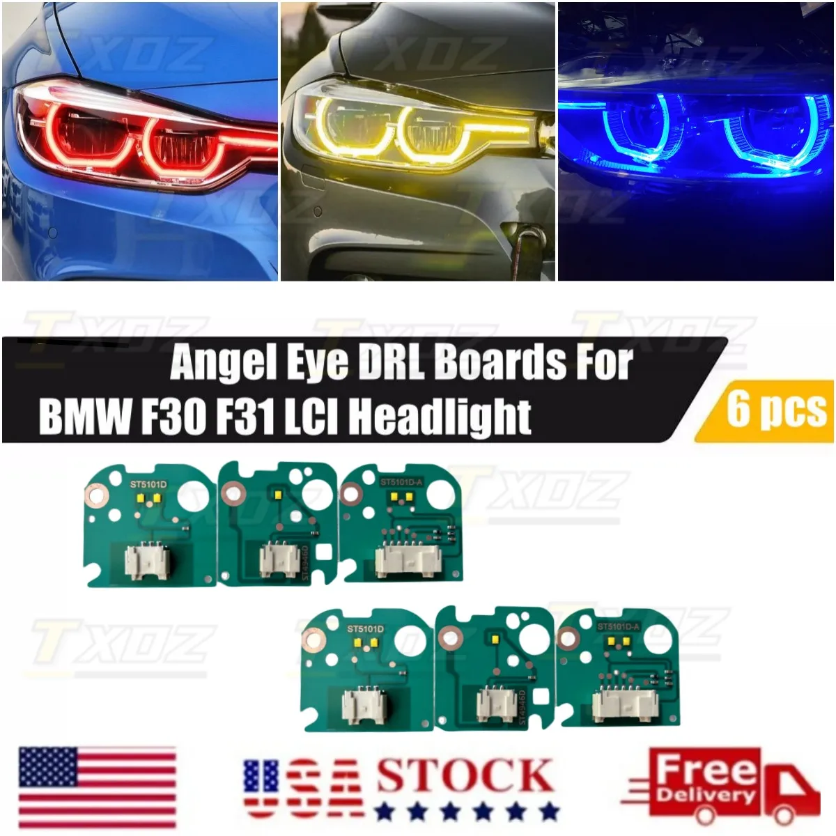 

Светодиодные платы без RGB DRL для BMW F30 LCI 330e 330i 340i 2016, желтые, синие, красные, дневные ходовые огни