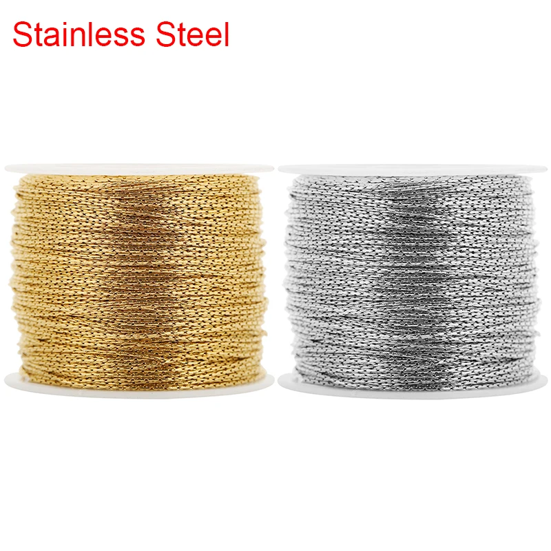 2meters Diameter 0.8mm Stainless Steel Chains Bulk Metal Thin Necklace Chains Lot for Diy Jewelry Making Bracelet Accessories