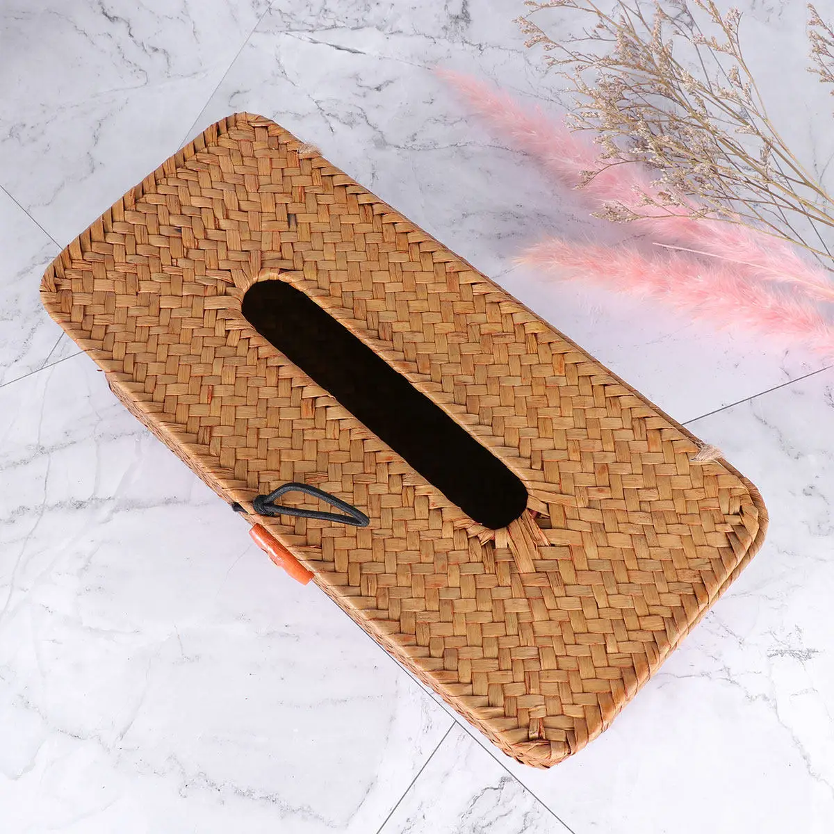 Hand-Woven Seaweed Tissue Box Lid Button Paper Organizer for Bathroom Office Car Napkin Holder Dustproof Bacteria Resistant