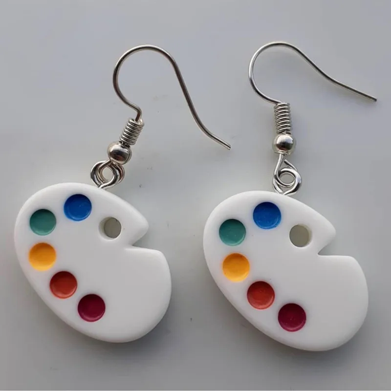 Fashion Palette Shape Earrings Wonderful Bright Artist Gift Five-color Paints Jewelry Fit Women Creativity Drop Earrings