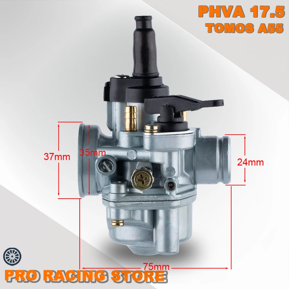 17.5mm Carburetor For Dellorto PHVA TOMOS A55 50cc 80cc A55 Carb Motorcycle Carb Scooters Motocross Accessories Dirt Pit Bike