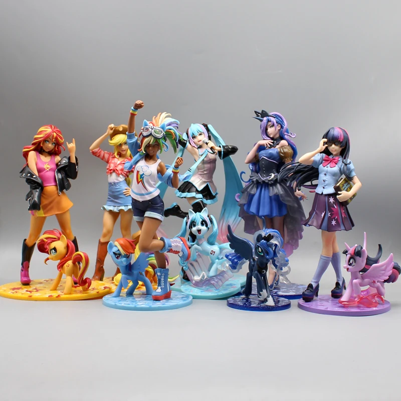 Anime Miku Toys My Little Pony Friendship Is Magic Figure GK Applejack Rainbow Dash Twilight Sparkle Luna Sunset Shimmer Figures