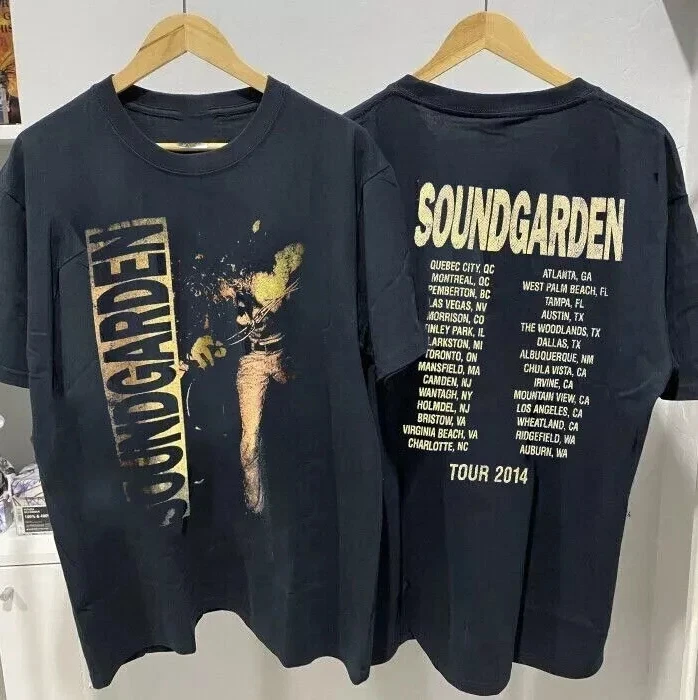 

Vintage 2014 Soundgarden 2014 Tour T-shirt Men Women Summer Men's T-Shirt Casual Crew Neck Cotton Tee