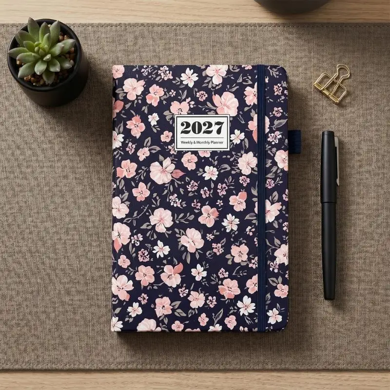 96BA 2027 Weekly Planner Notebook with Elastic Band, and Pen Loop for Journaling