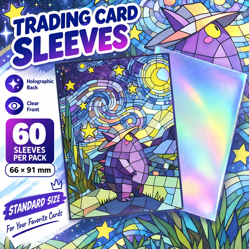 60PCS 66X91MM Holographic Anime Trading Card Sleeves Standard Size Card Protector for MTG Shield Outer Cover