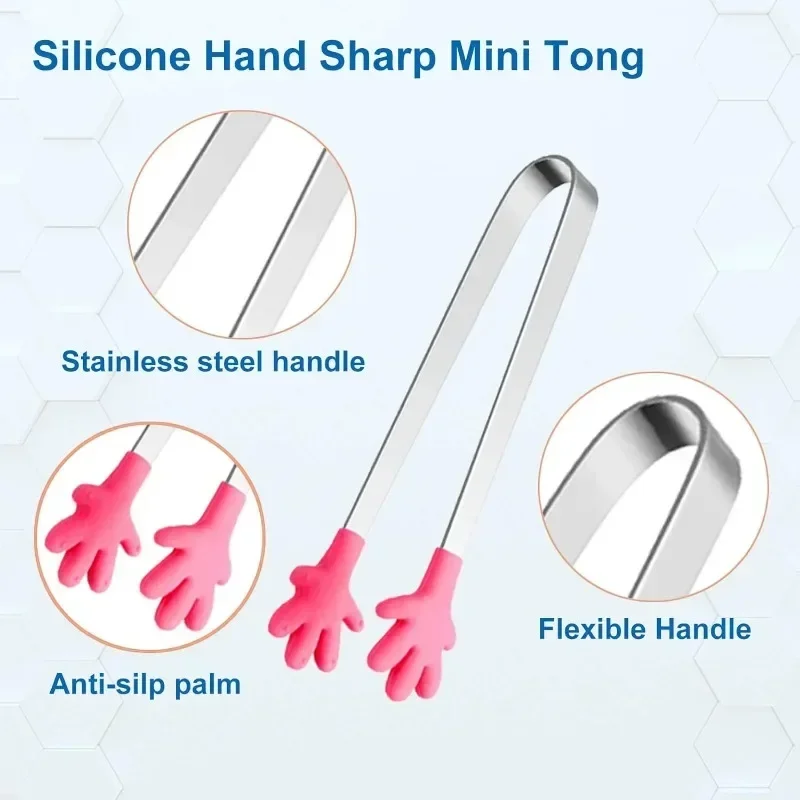 5 Stück Mini-Zange, handförmige Silikon-Lebensmittelzange, 12,7 cm große Kinderzange für Zuckerwürfel, Küchenzange, perfekt für Kinder – Detail 3