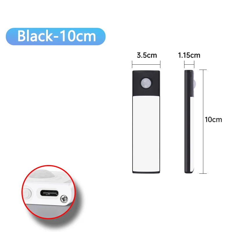 LED-Schrankleuchte Typ C, wiederaufladbar, Bewegungsmelder, Nachtlichter für Küche, Kleiderschrank, Schrankbeleuchtung, 10 cm/20 cm/30 cm/40 cm/50 cm