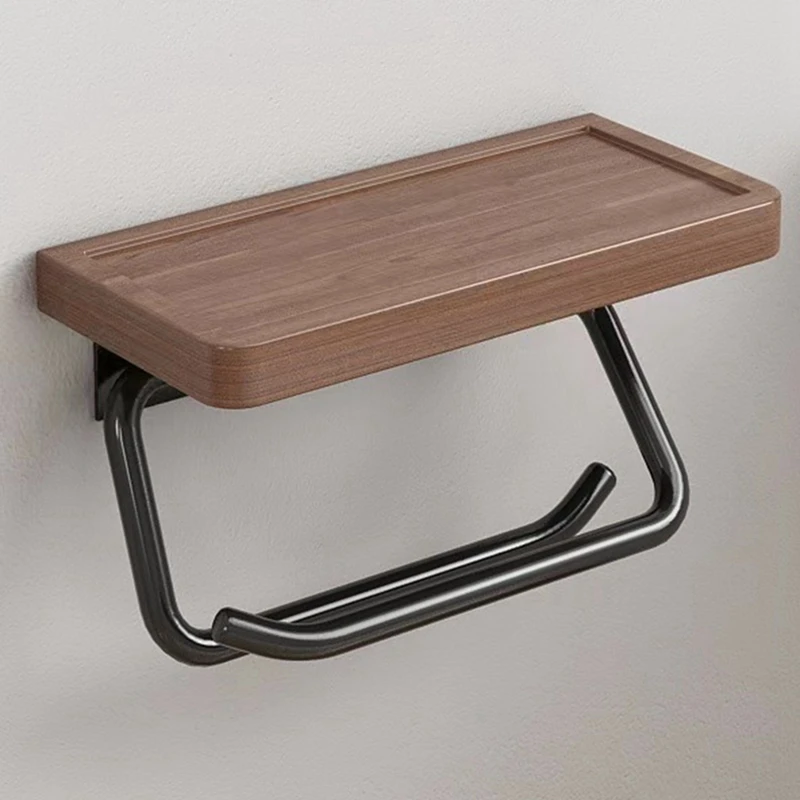 Porta carta doppio caldo con ripiano Porta WC a parete in legno Porta asciugamani di carta igienica per cucina bagno