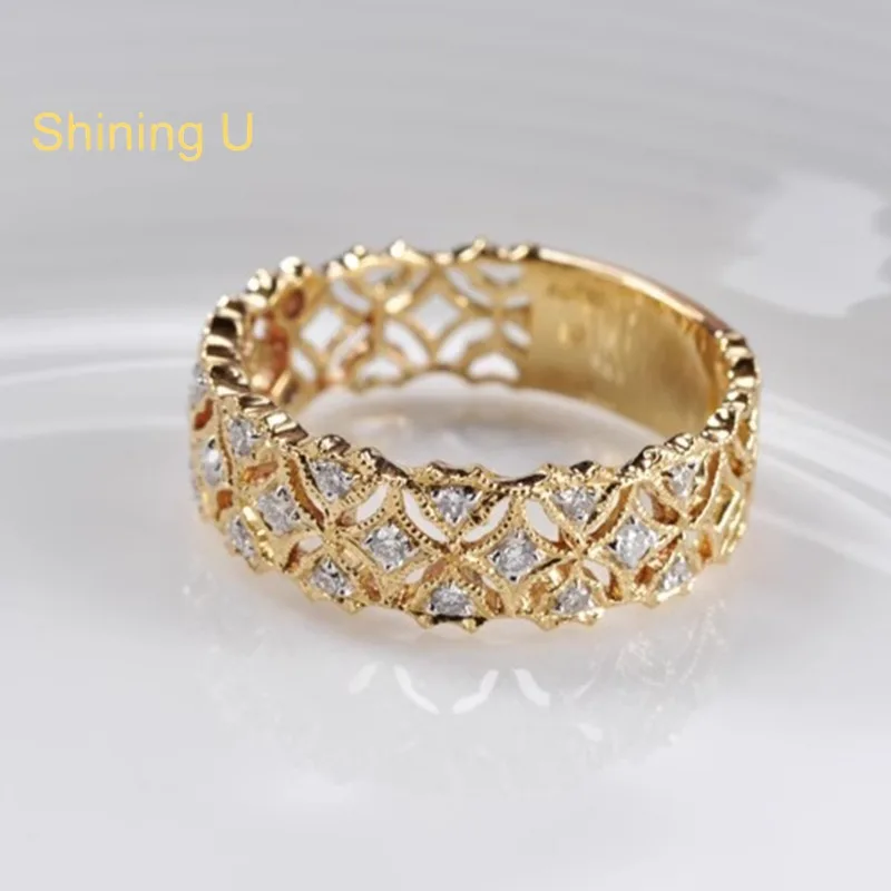 

Shining U 925 Sterling Silver Lace Pattern Ring for Women Fine Jewelry Light Luxury Summer