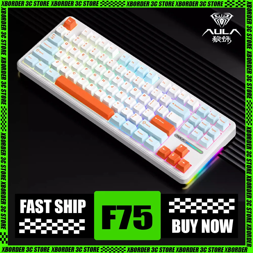 

AULA F87 Pro Mechanical Keyboard Tri Mode Bluetooth Wireless Three Mode Gaming Keyboard 87 Key Hotswap RGB Gasket Keyboard Gift